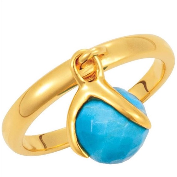 18k Yellow Vermeil Turquoise Ring Size 8